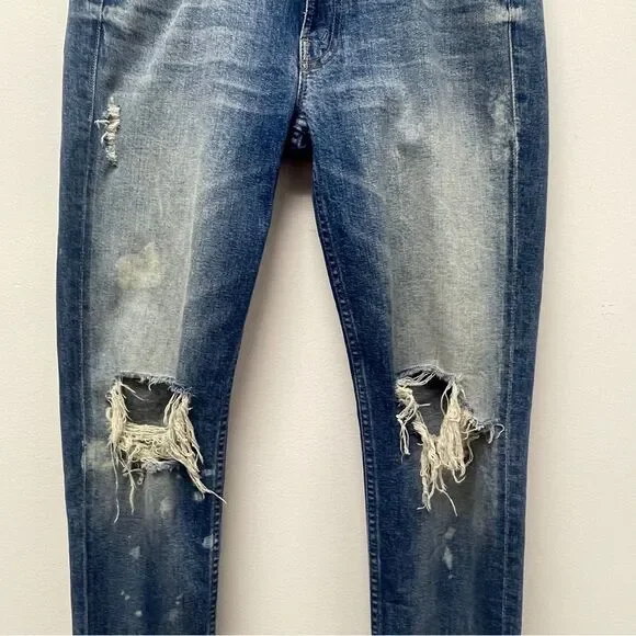 Mother Denim The Dropout Fray blue jeans, sz 27. Cropped ankle distressed torn - Picture 10 of 12